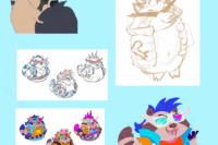 A collage of Deeto's design.