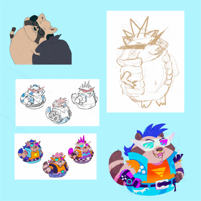 A collage of Deeto's design.